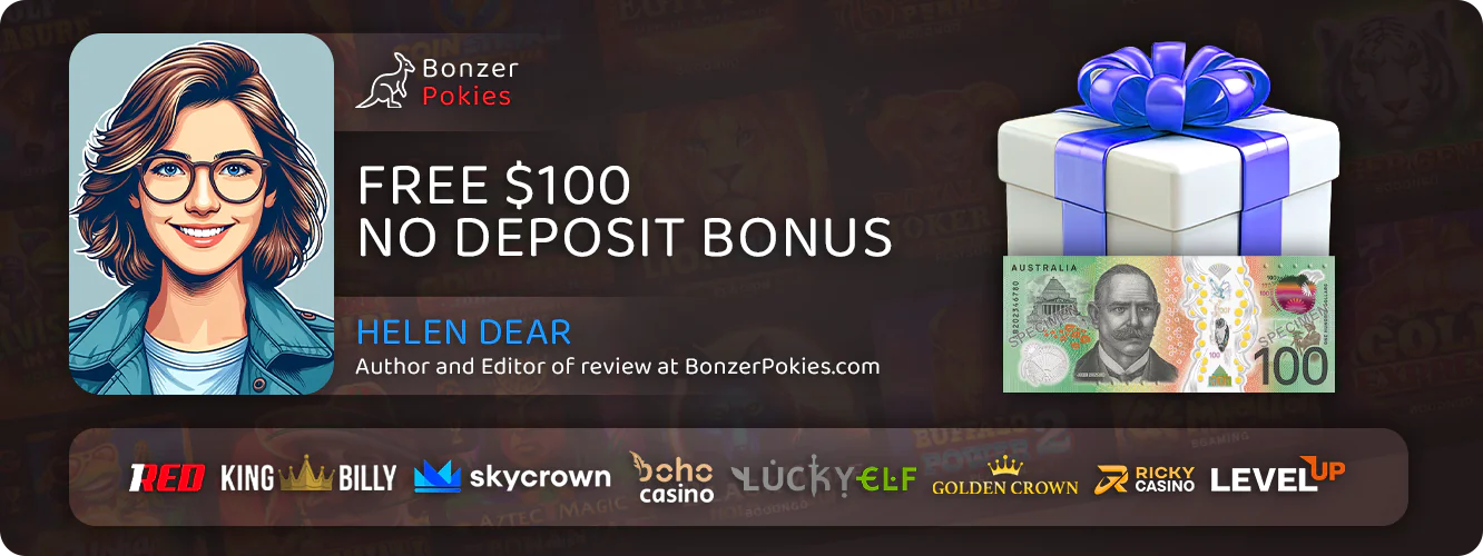 About A$100 no deposit bonus for pokies sites