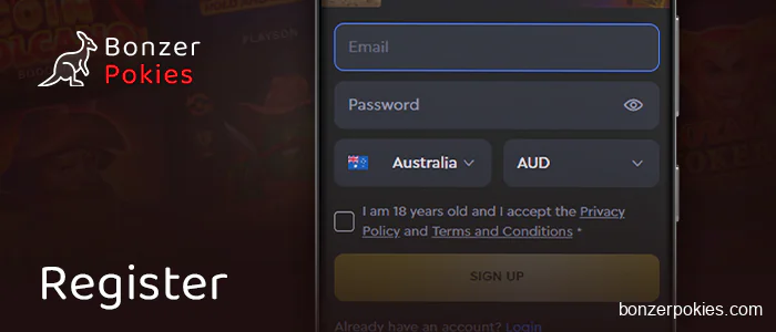 Create an account on the pokies app