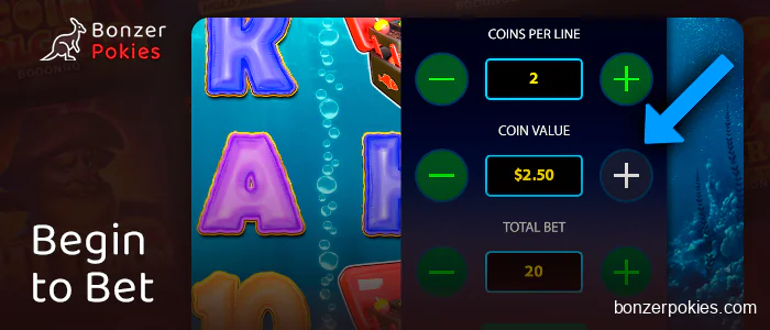 Choose your bet size in Big Bass Bonanza pokie