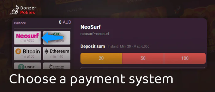 Choose Neosurf method to deposit to online casino