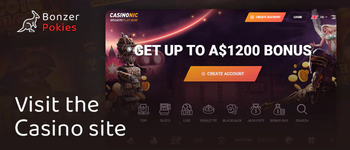 Open casino site and register to fund account