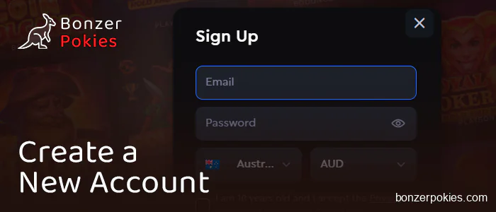 Register a new account at an Australian online casino