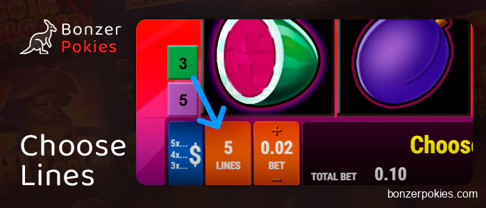 Choose a line to bet on in Video Pokies