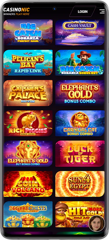 Screen of online pokies with jackpot on Casinonic website