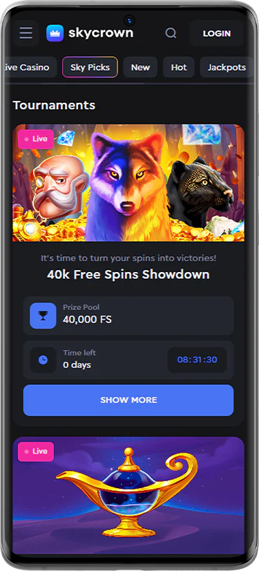 Screenshot of Skycrown Casino's tournaments for Australian players