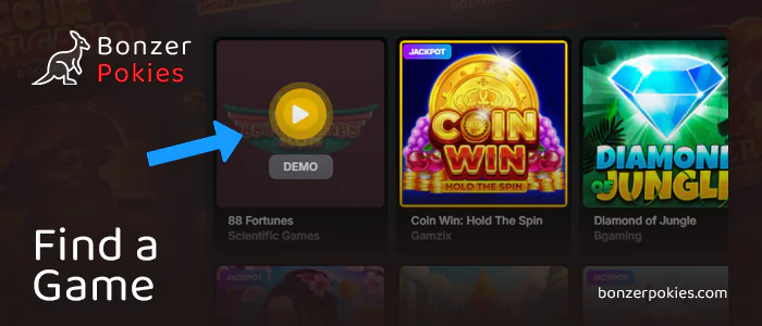 Find the 88 Fortunes pokie in the casino lobby