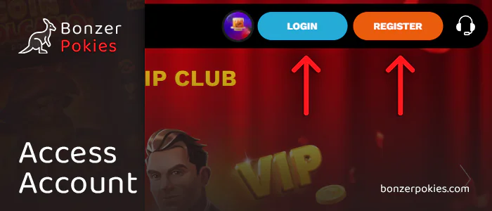 Create an account at the casino or log in