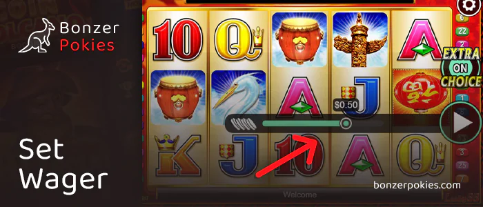 Set the bet amount in the online pokie Lucky 88