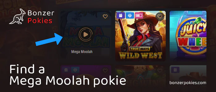 Find Mega Moolah online pokie on the casino site