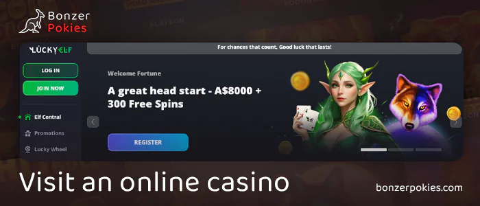 Open an online casino site to bet on Gonzos Quest pokie