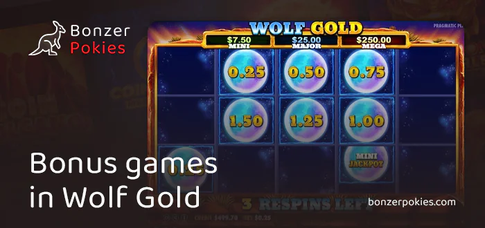 Bonus features in Wolf Gold pokie for Aussie players