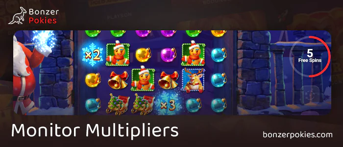 Get multipliers in the Gates of Santa bonus game