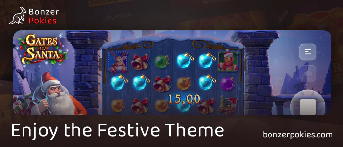 Play slot with New Year mood Gates of Santa