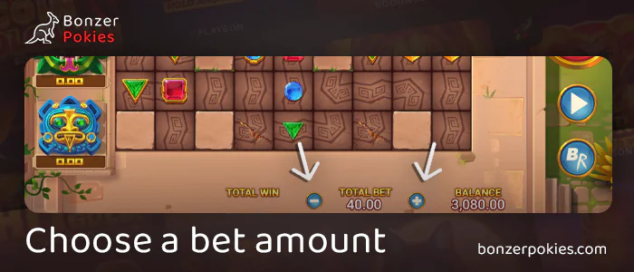 Adjust your bet amount in Aztec SuperTracks