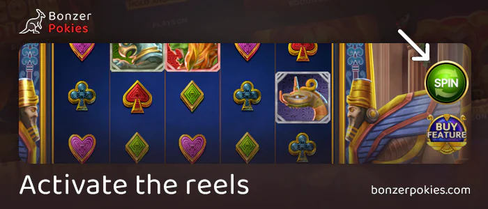 Make first spin in Babylon Riches pokie - click on the Spin