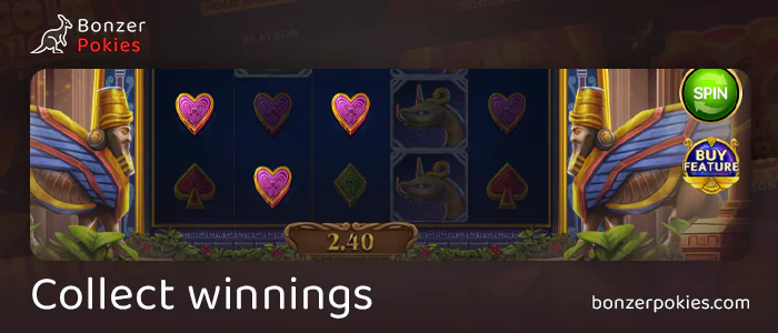 Get your winnings at Babylon Riches pokie