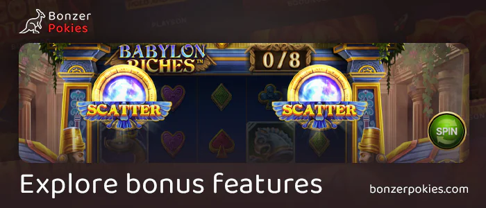 Catch two scatters for free spins in Babylon Riches