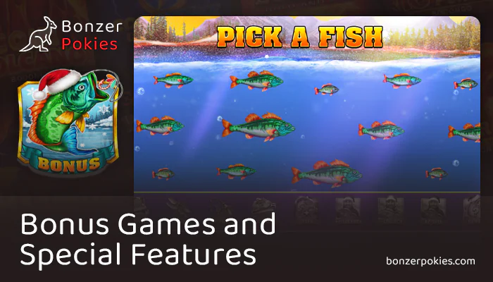 How the free spins feature works in Big Catch Bass Fishing Christmas pokie