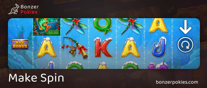 Click on the Spin button in Big Catch Bass Fishing Christmas to start the game