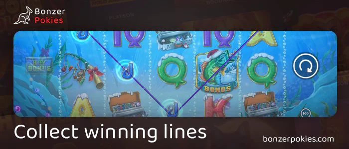 Win at Big Catch Bass Fishing Christmas with lines from left to right