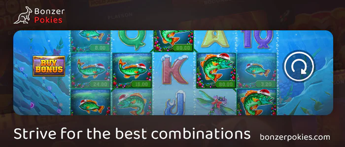 Aim for the best symbols and lines in Big Catch Bass Fishing Christmas pokie
