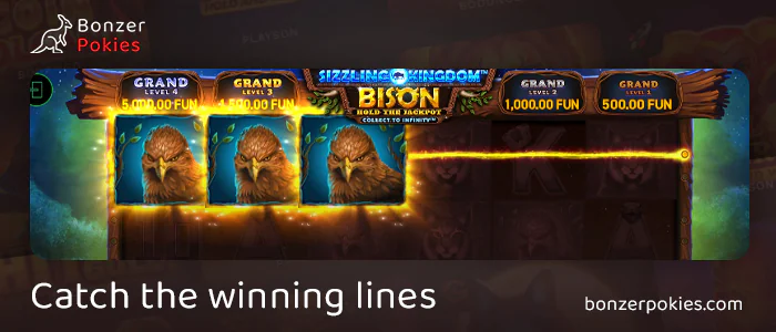 Catch symbols and win in Sizzling Kingdom Bison online pokie