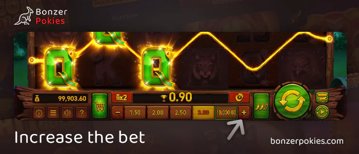 Increase your bet with a successful game in Sizzling Kingdom Bison pokie