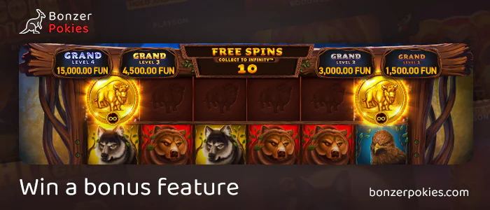 Catch three scatter for free spins in Sizzling Kingdom Bison