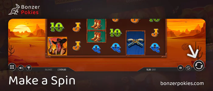 Click the Spin button in the Western Wilds Megaways pokie