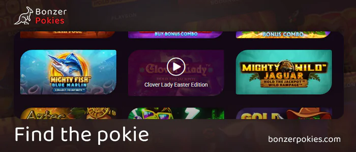 Find Clover Lady pokie in Casino Section