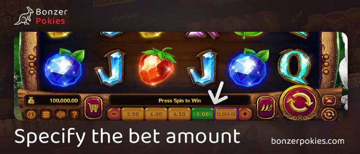 Specify the amount of the bet in the online slot Clover Lady