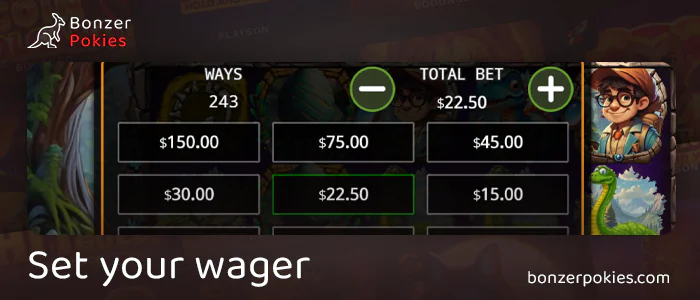 Specify the amount of spin in Dinosaur Park pokie