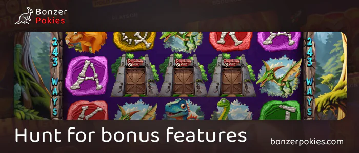 Collect three scatter symbols to activate a free spin in Dinosaur Park