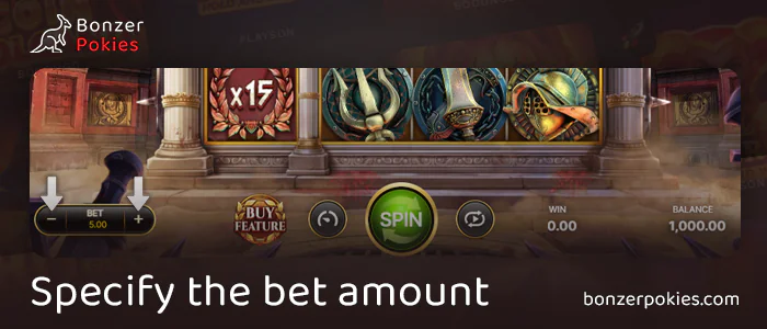 Specify the bet amount in Gladiator Clash slot