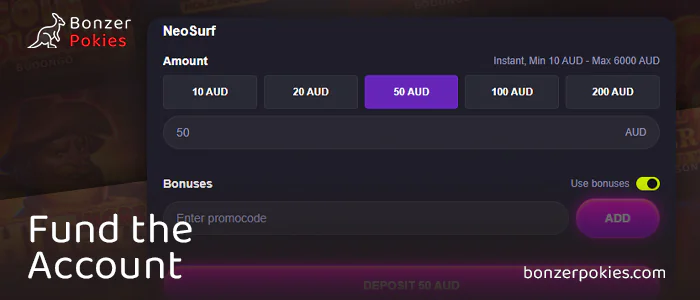 Make a deposit to your account to play Gladiator pokie