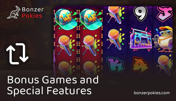 About bonus features in Hip Hop Pigeon online pokie - synchronized reels