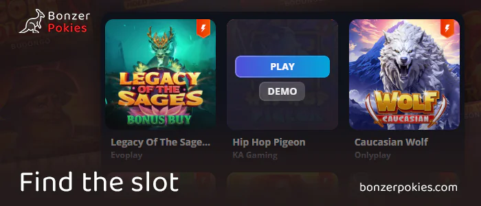 Find the Hip Hop Pigeon pokie in the online casino lobby