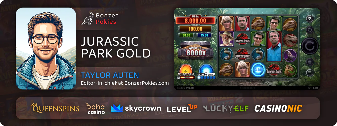Read an expert's review of Jurassic Park Gold online pokie