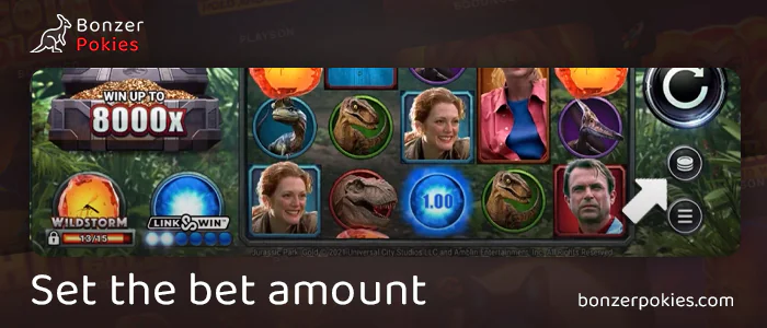 Decide on the amount of bets in the game Jurassic Park Gold