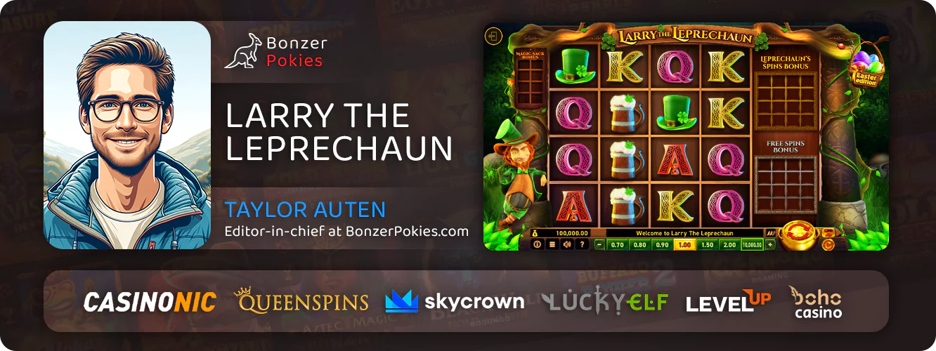 Read Larry the Leprechaun online pokie review from an expert in gambling