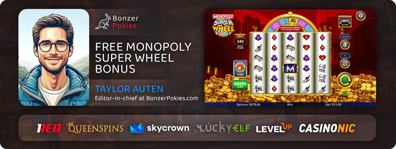 Monopoly Super Wheel Bonus pokie review from provider Light & Wonder