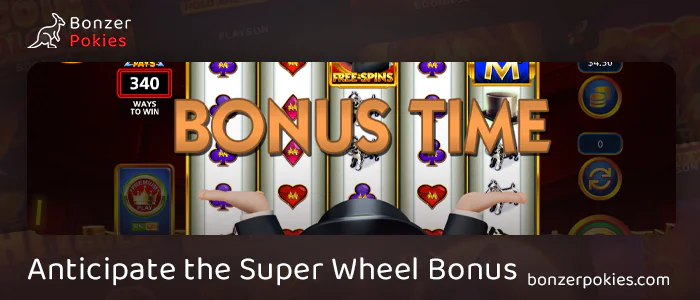 Activate the bonus fnction while gambling in Monopoly Super Wheel Bonus