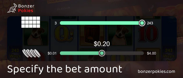 Set the spin amount in Red Baron pokie