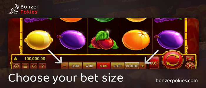 Decide on the amount of bet in 777 Stars pokie