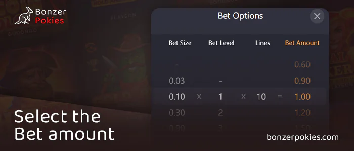 Specify the bet size in the online pokie Fortune Rabbit 2