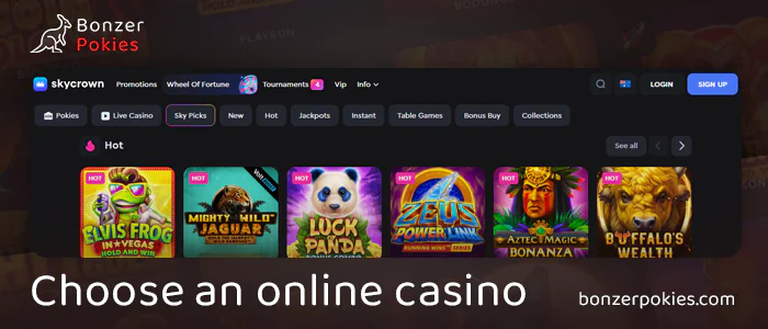 Open the casino site to play Archibald Pokie