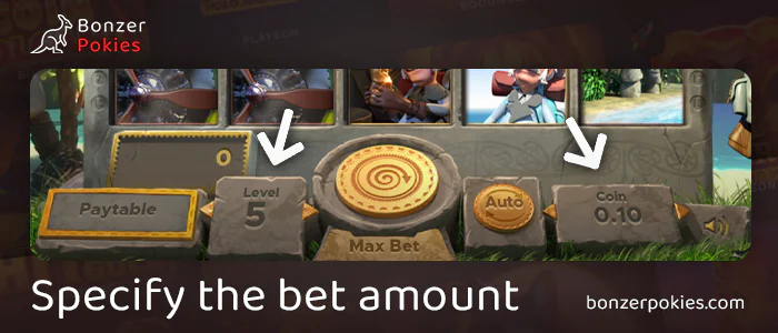 Set the bet amount in Professor Archibald pokie
