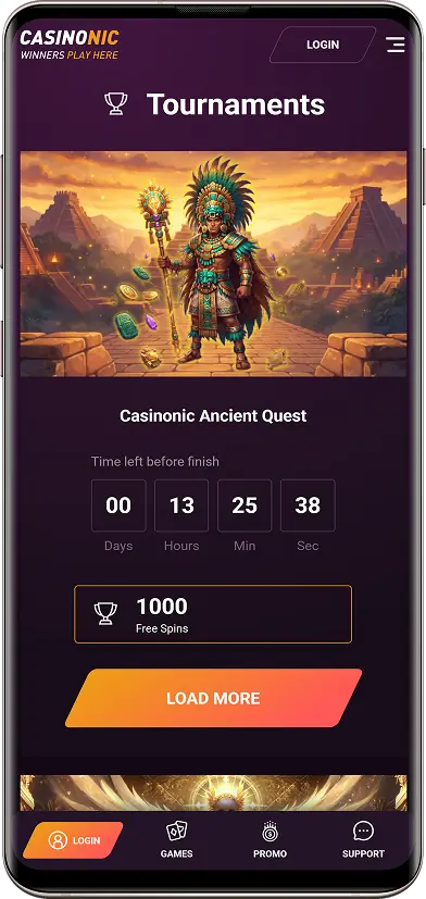 Screenshot of tournaments at Casinonic casino
